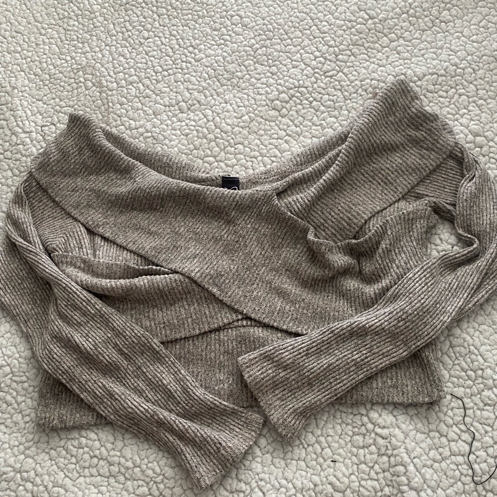 Gray wrap around sweater